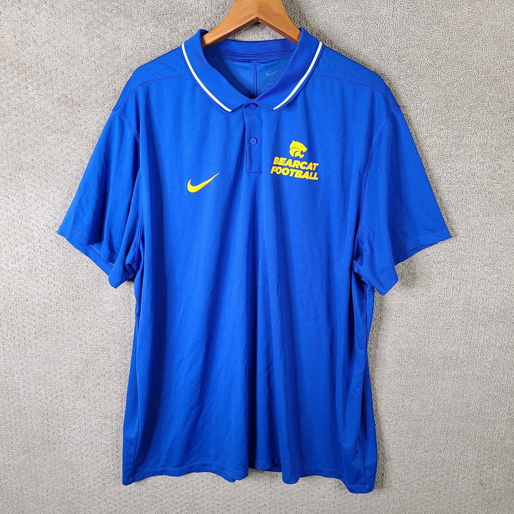 Nike Shirt Mens 3XL Blue‎ Yellow Polo Bearcat Football High School Dri Fit